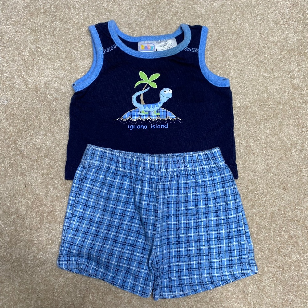 5/$25! 2 piece Iguana island shorts and tank top set size 0-3 months